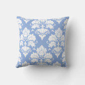 White & Wedgewood Blue Damask Monogrammed Pillow Kussen (Achterkant)
