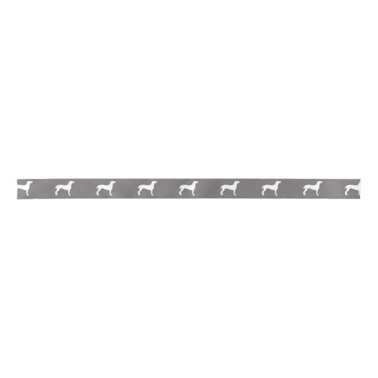 White Weimaraner Silhouettes on Grey Lint (Voorkant)