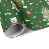 White Westie Christmas Whimsical Cadeaupapier (Rol Hoek)