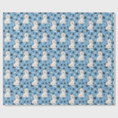 White Westie Dog Pattern on Blue Cadeaupapier (Vlak)