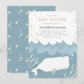 White Whale Baby shower Invitation Kaart (Voorkant / Achterkant)
