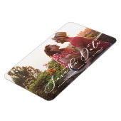 White Whimsical Calligraphy Photo Save the Date Magneet (Linkerzijde)