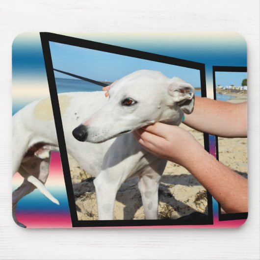 White Whippet Dog Dimensional Art Muismat (Voorkant)