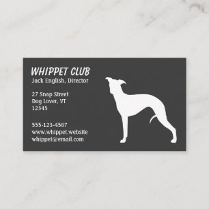 White Whippet Dog Silhouette Pet Services Grey Visitekaartje