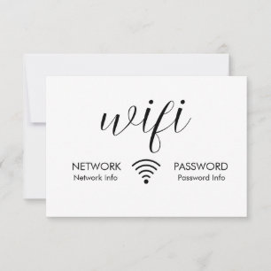 White WiFi Password Sign Black WiFi Network Info