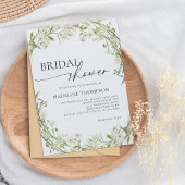 White Wild Flower Wreath Script Vrijgezellenfeest Kaart