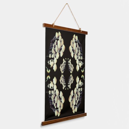 White Wild Mushrooms Abstract Nature Pattern     Hangend Wandkleed (Gebogen)