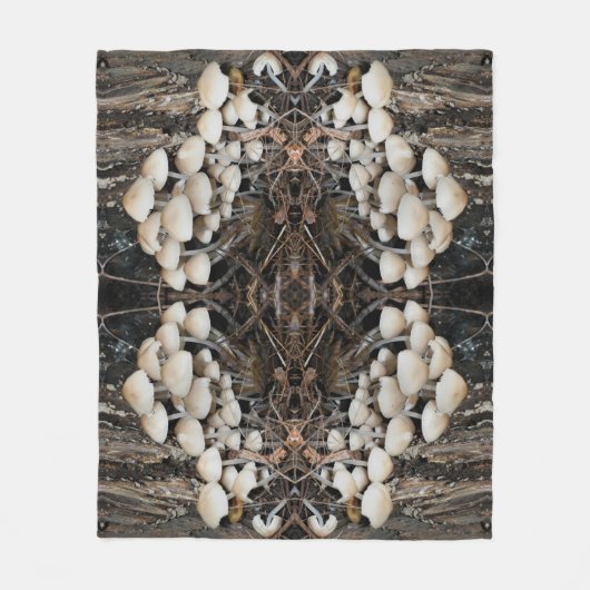 White Wild Mushrooms Abstract Natuur Pattern Fleece Deken (Voorkant)