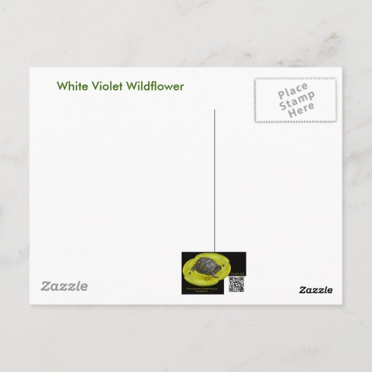 White Wild Violet Coordating Items Briefkaart (Achterkant)