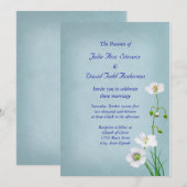 White Wildflower op Blue Wedding Kaart (Voorkant / Achterkant)