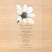 White Wildflower Wedding Acryl Uitnodigingen (Voorkant)