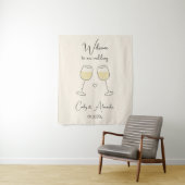 White Wine Glass Wedding Welcome Wandkleed (In situ)