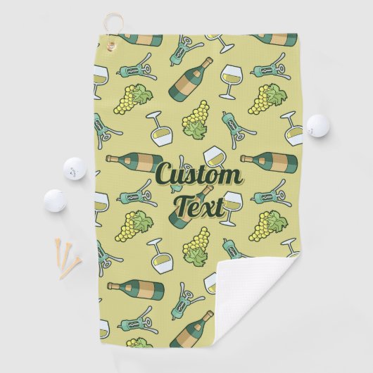 White Wine Pattern Golf Towel Golfhanddoek (Insitu)