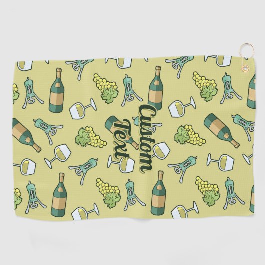 White Wine Pattern Golf Towel Golfhanddoek (Horizontaal)