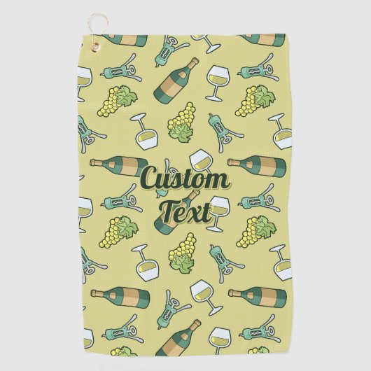 White Wine Pattern Golf Towel Golfhanddoek (Voorkant)