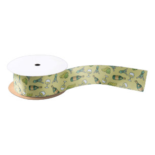 White Wine Pattern Satin Ribbon Lint