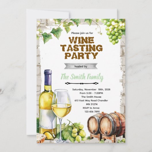 White wine theme party Invitation (Devant)