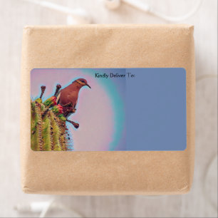 White Winged Dove Saguaro Cactus Digital Art Etiket