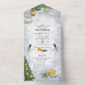 White Winter Celebration All in One Wedding Invite All In One Uitnodiging (Binnen)