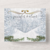 White Winter Celebration All in One Wedding Invite All In One Uitnodiging (Achterkant)