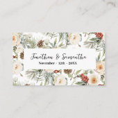 White Winter Floral Free Drink Wedding Ticket Card (Dos)