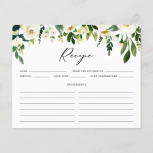 White Winter Flowers Vrijgezellenfeest Recipcard