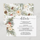 White Winter Flowers Wedding Details Insert Card Informatiekaartje (Voorkant / Achterkant)