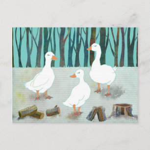 White Winter Geese Briefkaart