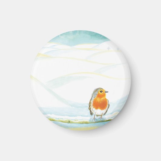 White Winter Landscape Illustratie met Robin Magneet (Voorkant)