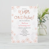 White Winter Onederland First Birthday Invite Kaart (Staand voorkant)