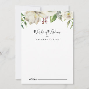 White Winter Peony Floral Wedding Words of Wisdom Advieskaart