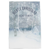 White Winter Romantic Snowy Bossen Medium Cadeauzakje (Achterkant)