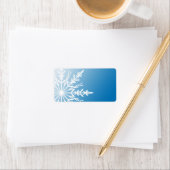 White Winter Snowflake op Blue Etiket (Insitu)