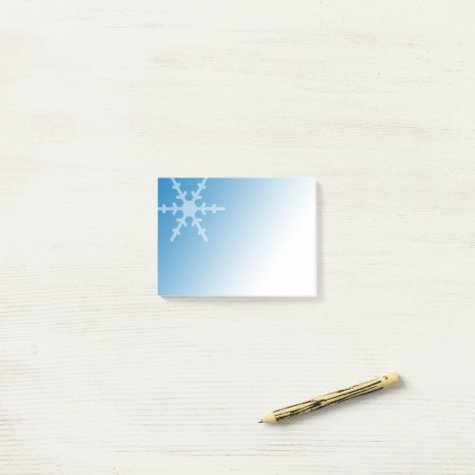 White Winter Snowflake op gradiëntblauw Post-it® Notes (Op bureau)