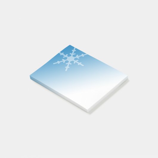 White Winter Snowflake op gradiëntblauw Post-it® Notes (Schuin)