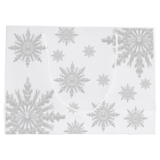 White Winter Snowflakes Prettige feestdagen Groot Cadeauzakje (Achterkant)