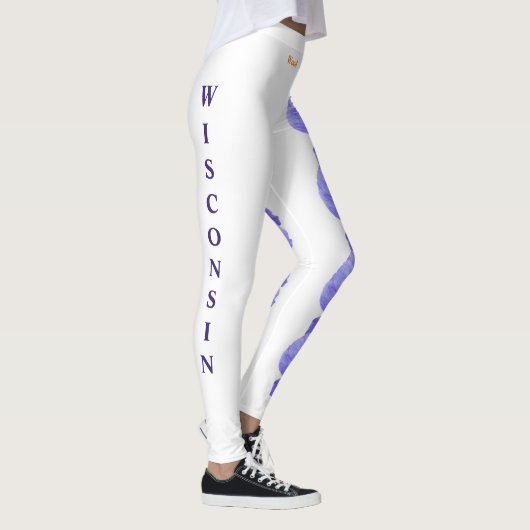 White Wisconsin State Flower Bois Violet Leggings (Droite)