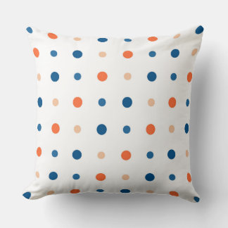 White with blue and orange dots kussen