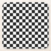 White with Classic Black Square Pattern Style Vierkante Kartonnen Onderzetter (Voorkant)
