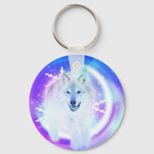 White Wolf art Design keyring