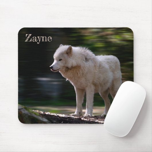 White Wolf Custom Name Wildlife Lover Muismat (Met muis)