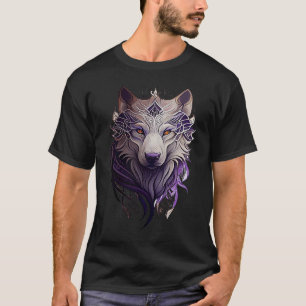 White Wolf Head Neo traditionele Tattoo stijl T-shirt