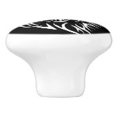 White Wolf Head op Black Keramische Knop (Zijkant)