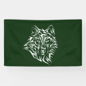 White Wolf Head op Green Spandoek (Horizontaal)
