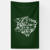White Wolf Head op Green Spandoek (Verticaal)