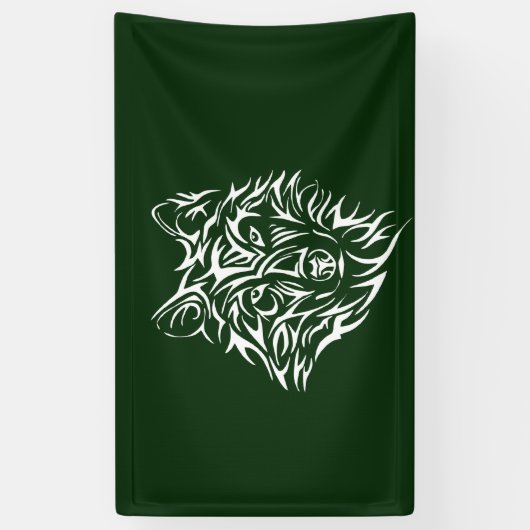 White Wolf Head op Green Spandoek (Verticaal)