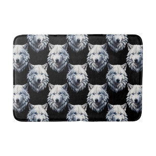 White Wolf Head Pattern Design Badmat