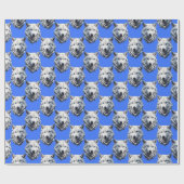 White Wolf Head Pattern Design Blauw Cadeaupapier (Vlak)