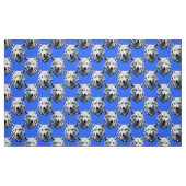 White Wolf Head Pattern Design Blauw Stof (Fat Quarter)