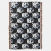 White Wolf Head Pattern Design Deken (Voorkant Verticaal)